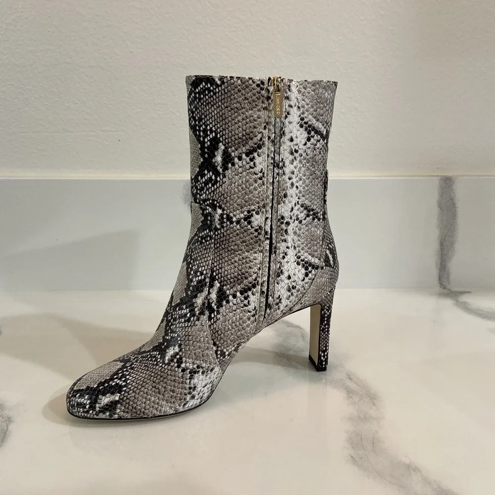 Jimmy Choo JC Boots Snakeskin Midcalf Python Ankle Boots Women's 10 EUR 40